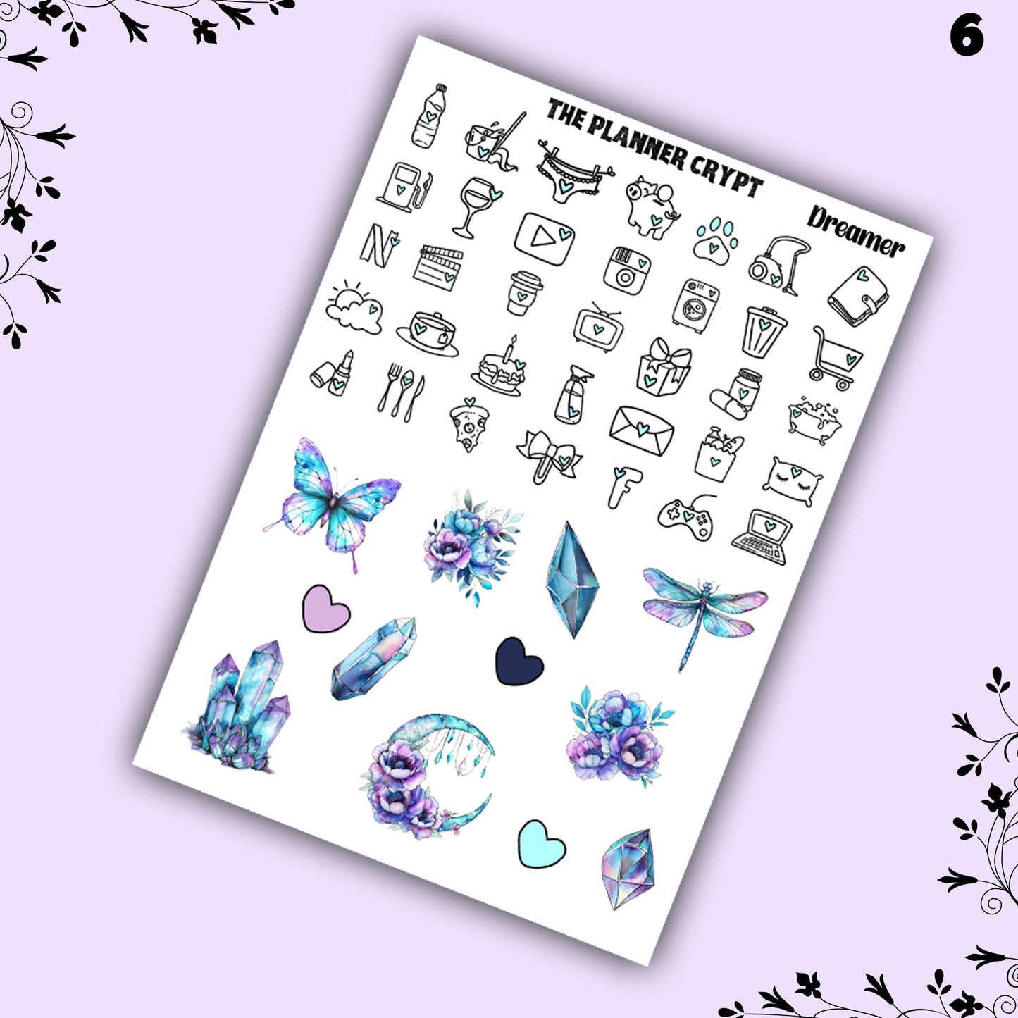 Weekly planner, sticker kit, witchy planner kit, planner stickers, vertical planner, Dreamer