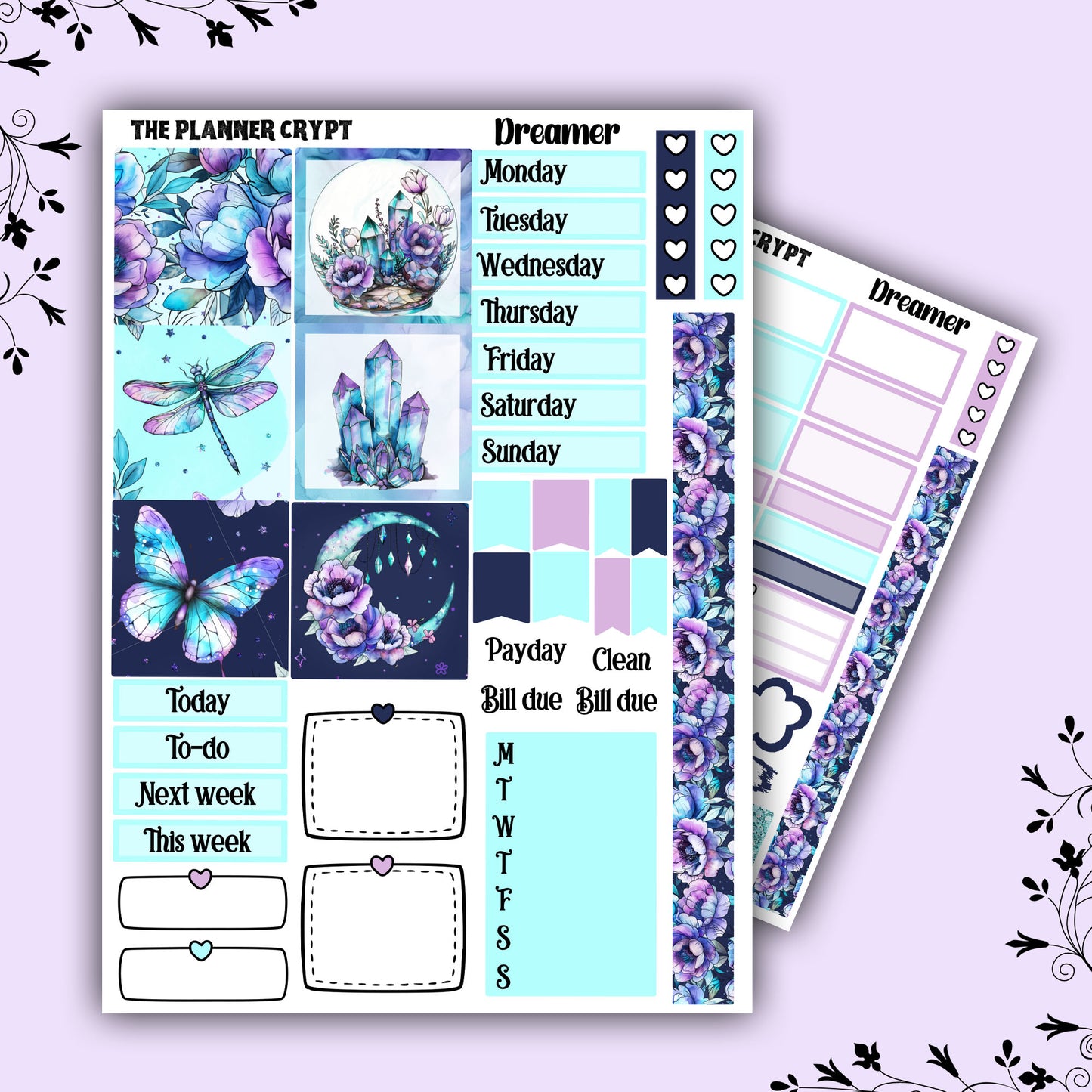 Hobonichi cousin weekly planner sticker kit, witch stickers, Dreamer