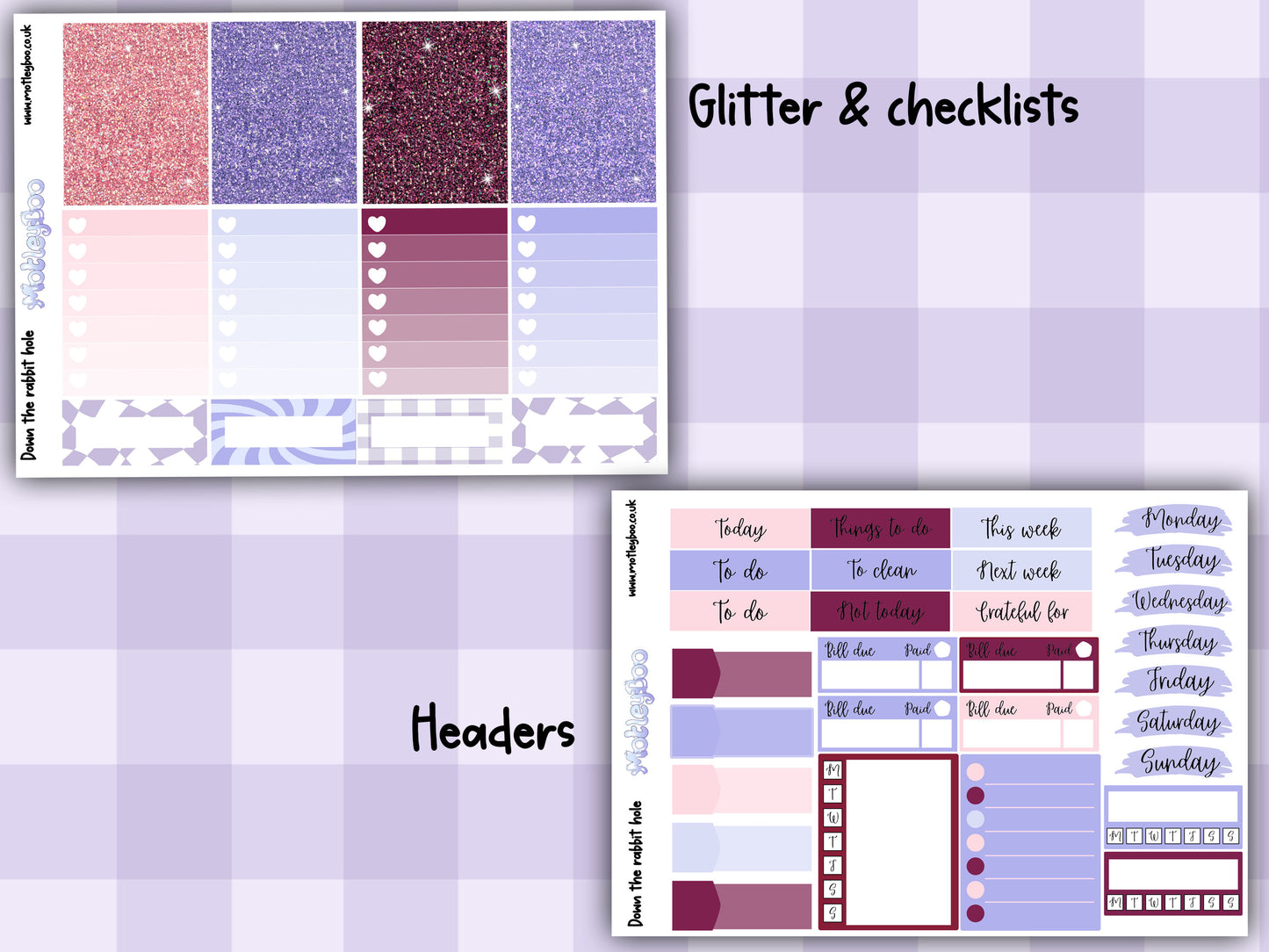 Down the rabbit hole weekly planner sticker kit, journaling, vertical planner, Alices adventures in wonderland themed, whimsical planner