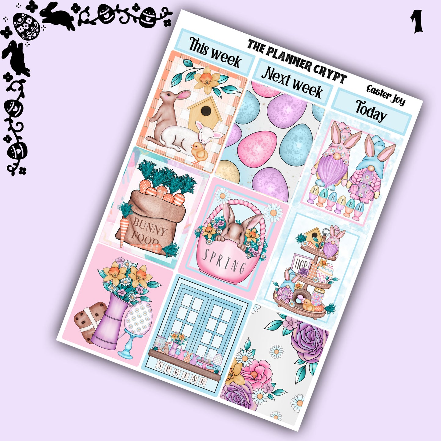 Easter weekly planner sticker kit, Easter joy