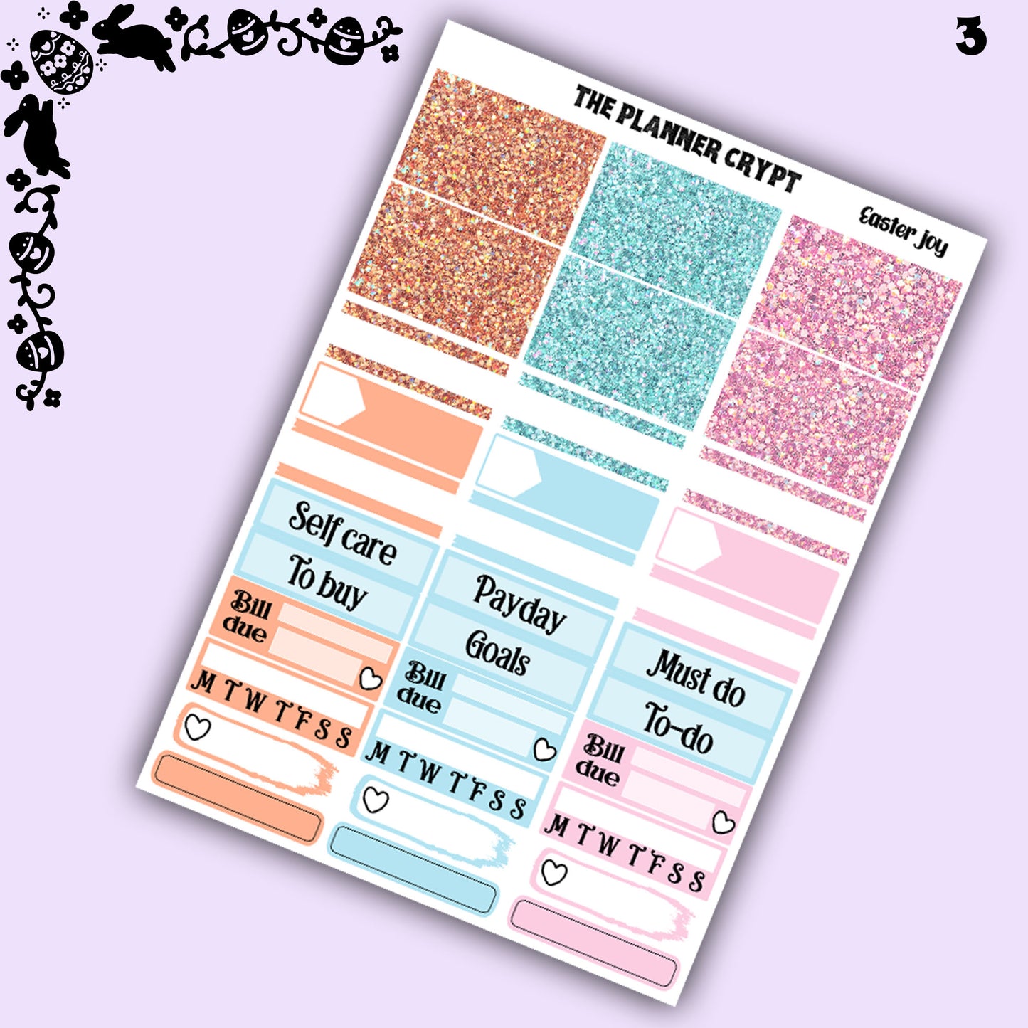 Easter weekly planner sticker kit, Easter joy