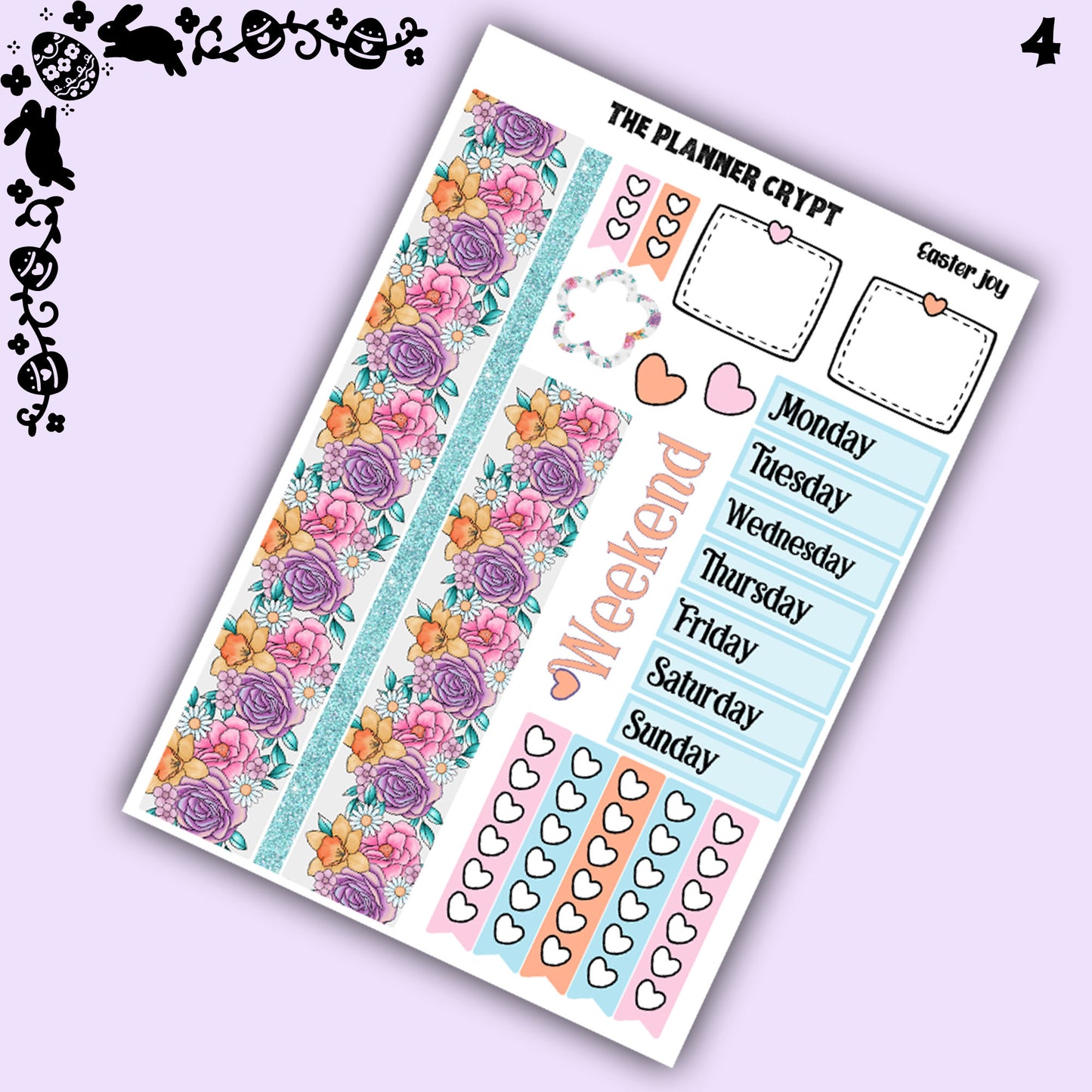 Easter weekly planner sticker kit, Easter joy