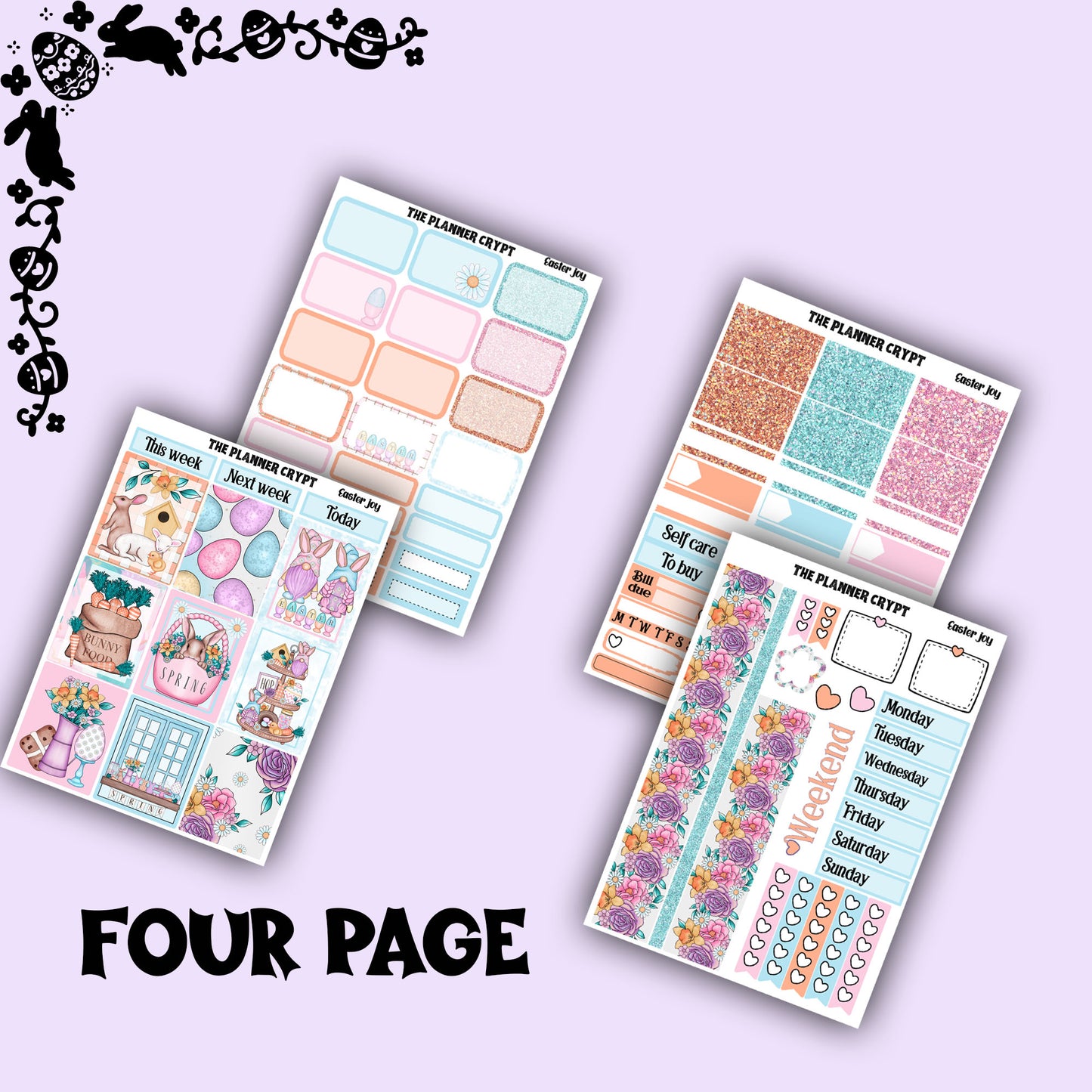 Easter weekly planner sticker kit, Easter joy