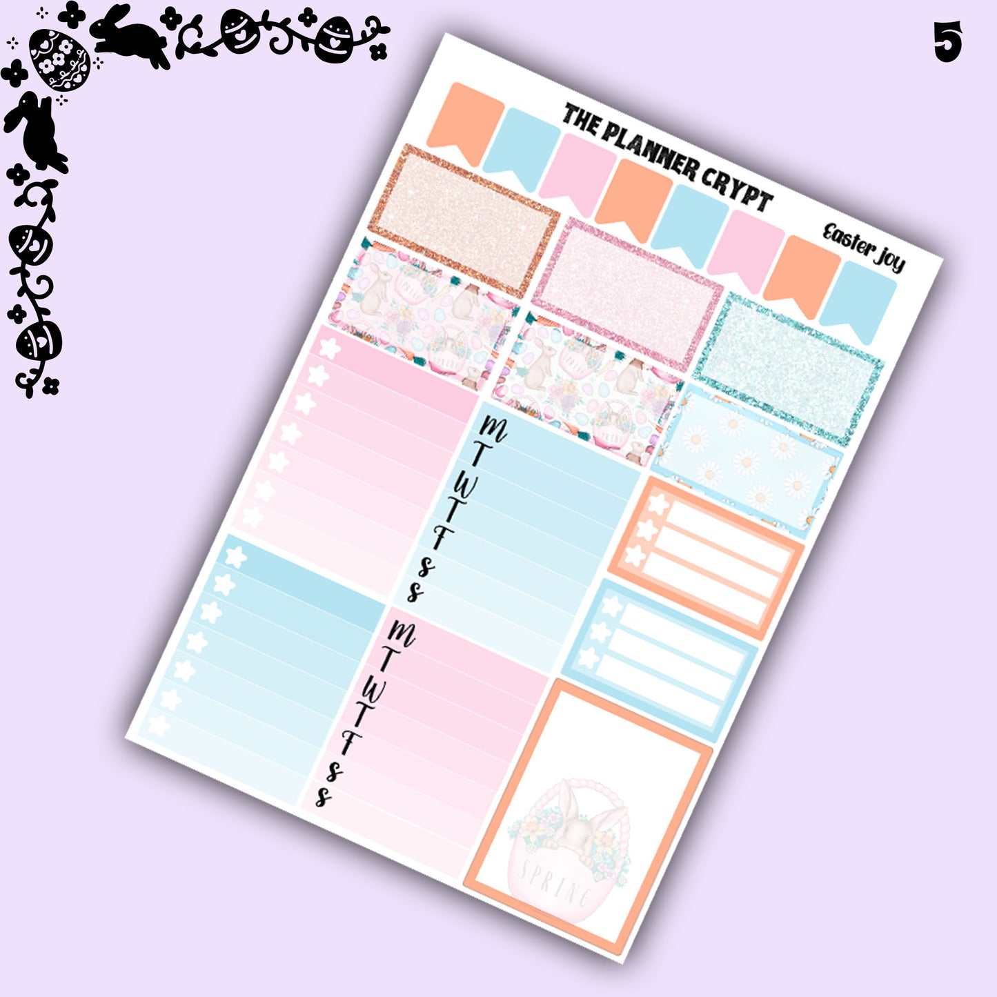 Easter weekly planner sticker kit, Easter joy