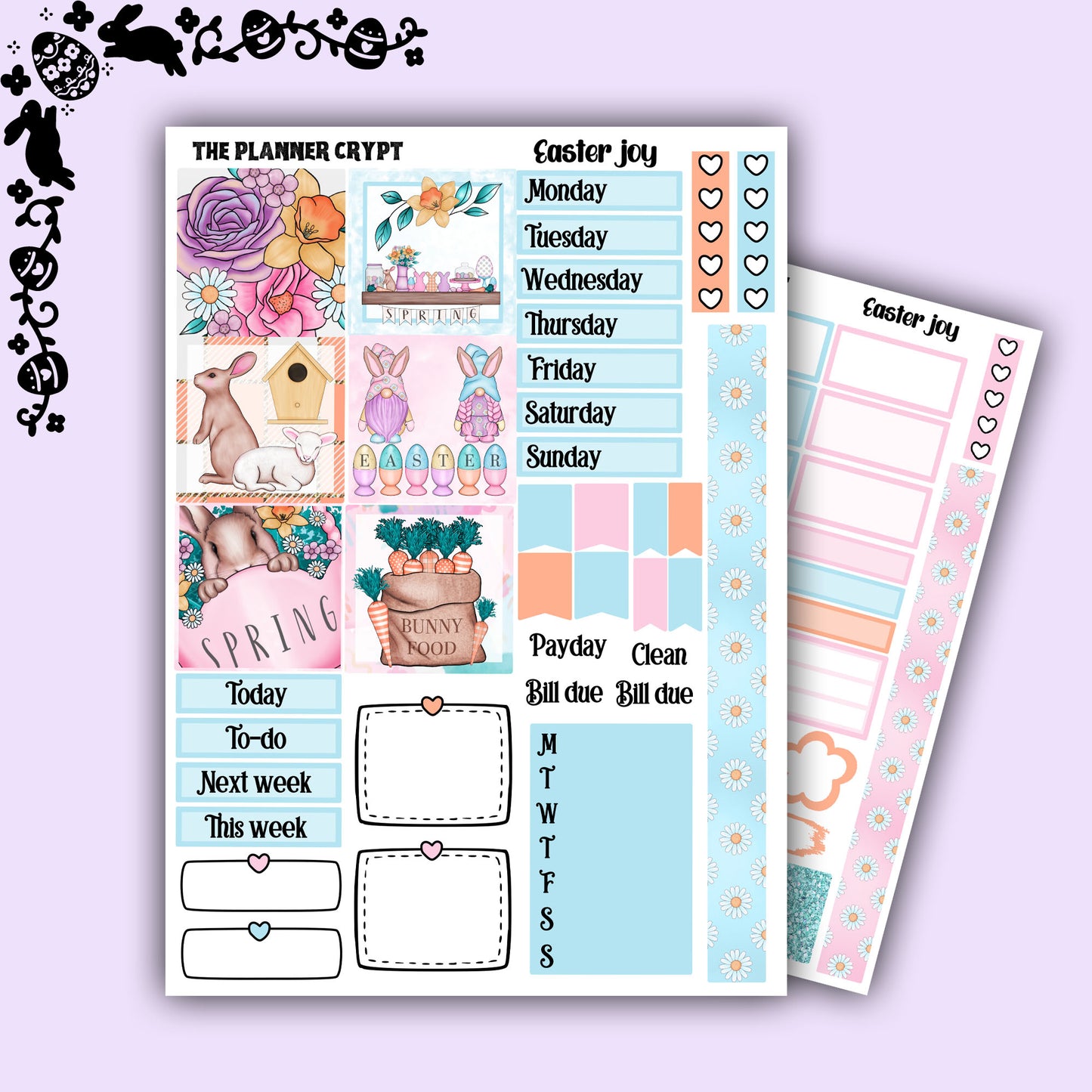 Easter Hobonichi cousin weekly planner sticker kit, Easter joy