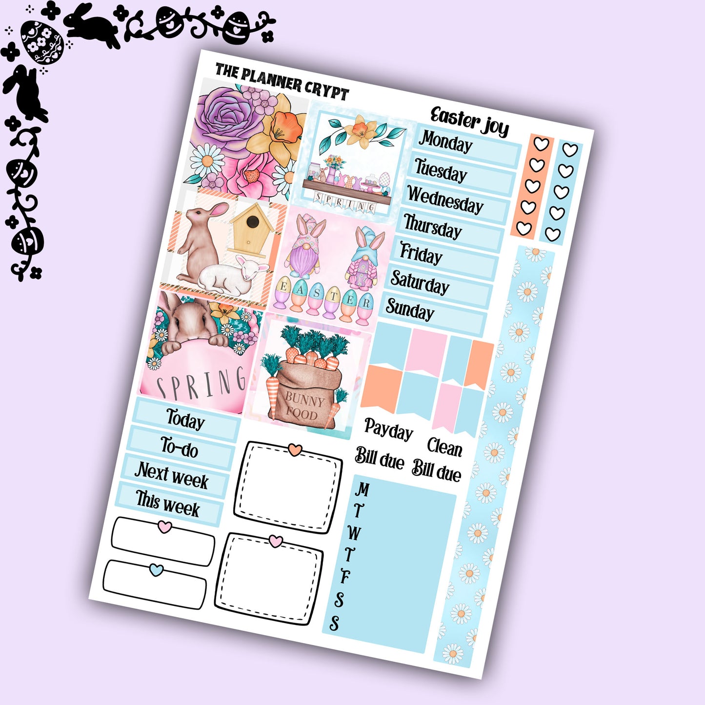 Easter Hobonichi cousin weekly planner sticker kit, Easter joy