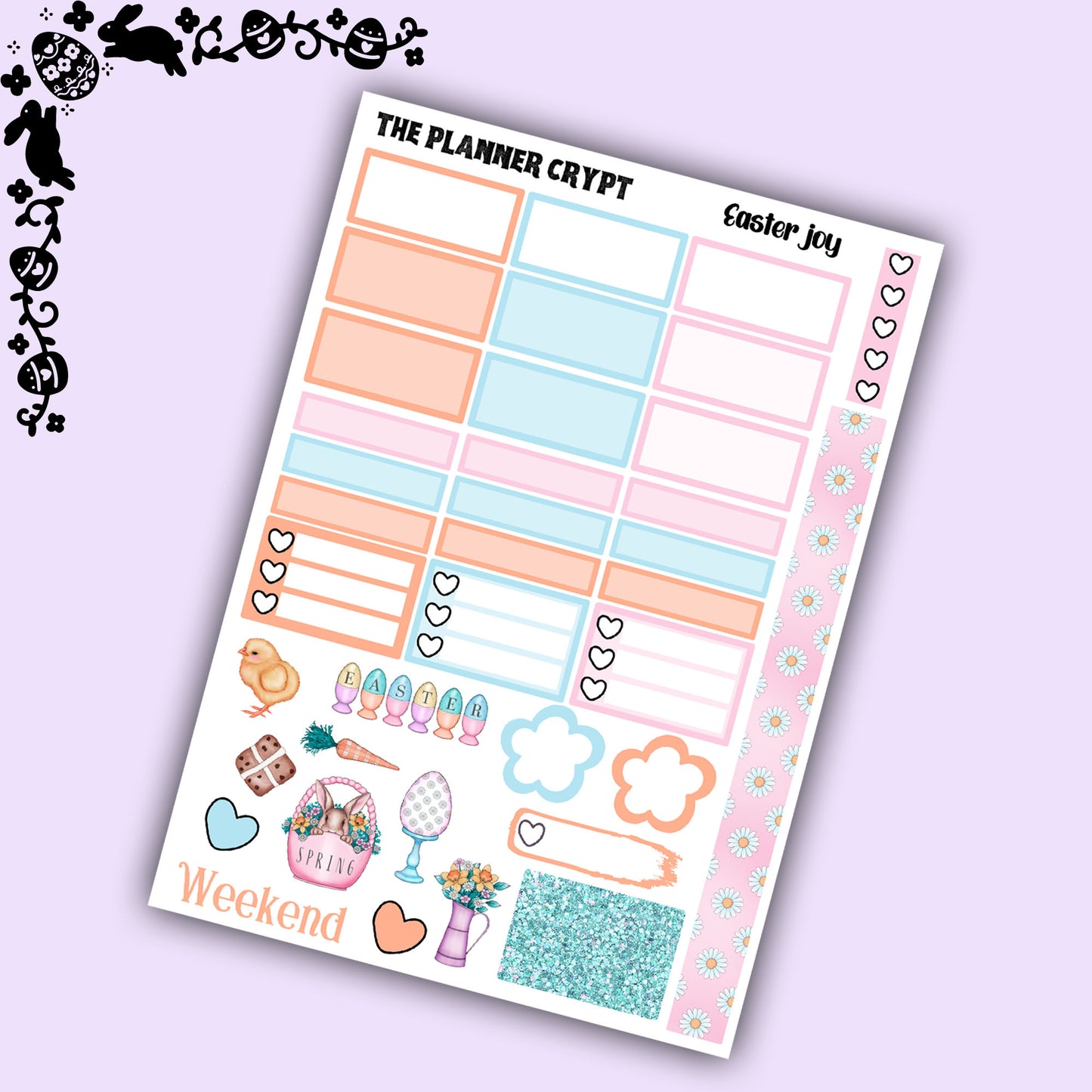 Easter Hobonichi cousin weekly planner sticker kit, Easter joy