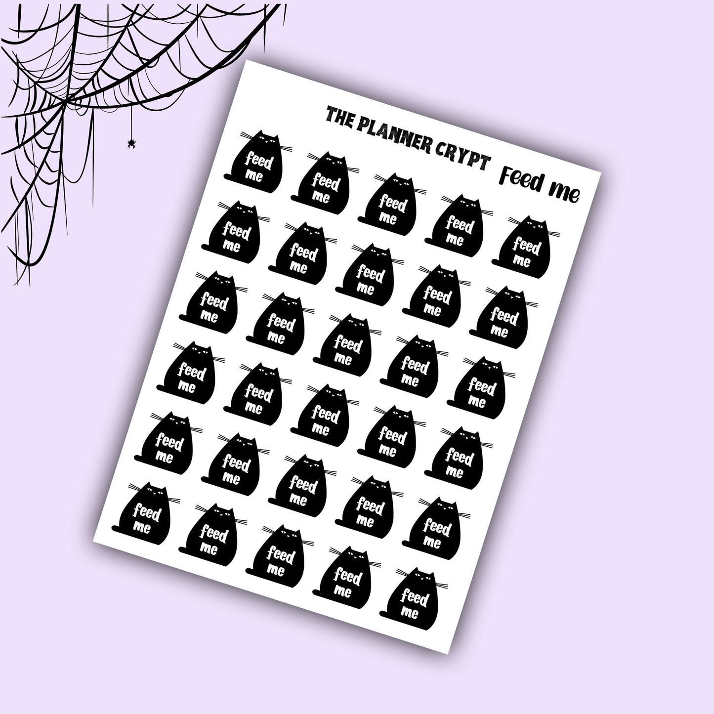 kitty stickers, cat stickers, feed me labels, functional stickers, planner stickers, planner sticker sheet, gifts for cat lovers, cat owners