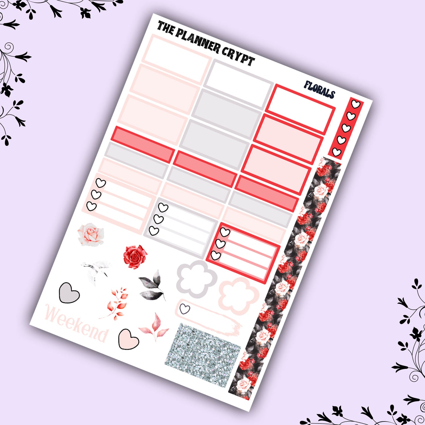 Hobonichi cousin weekly planner sticker kit, florals