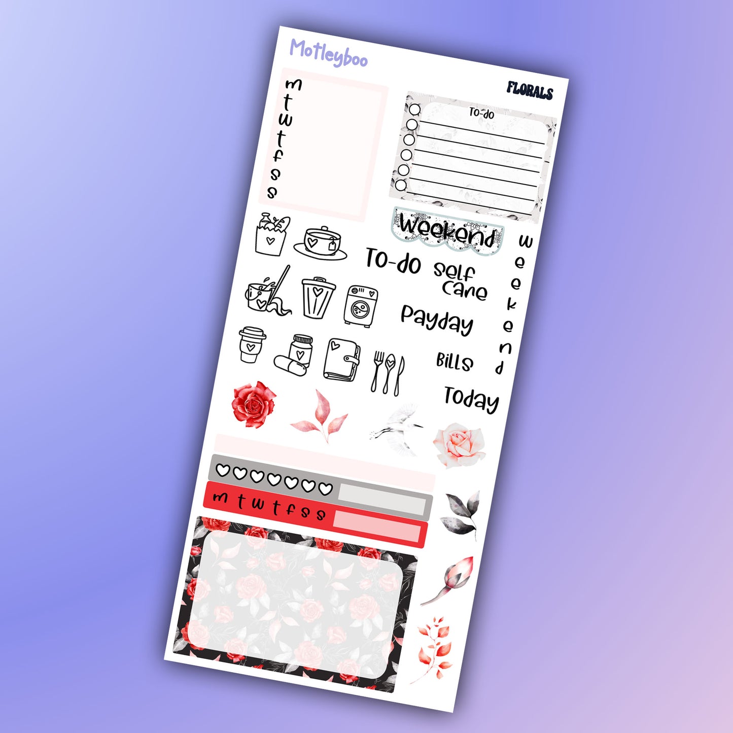 Hobonichi weeks, weekly sticker kit, hobonichi planner, florals