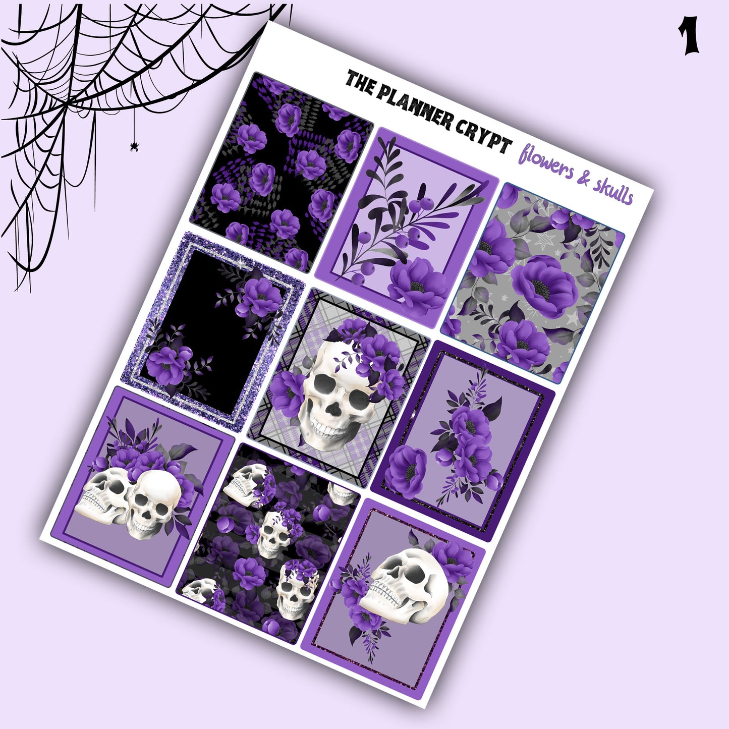 weekly planner kit, planner stickers, skull stickers, floral stickers, vertical planner, flower stickers, goth planner kit, pretty stickers