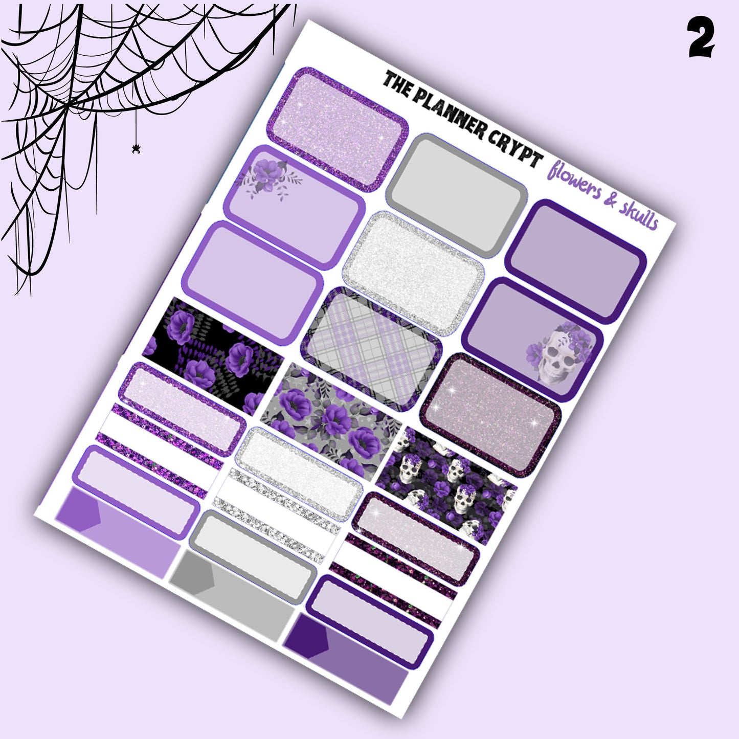 weekly planner kit, planner stickers, skull stickers, floral stickers, vertical planner, flower stickers, goth planner kit, pretty stickers