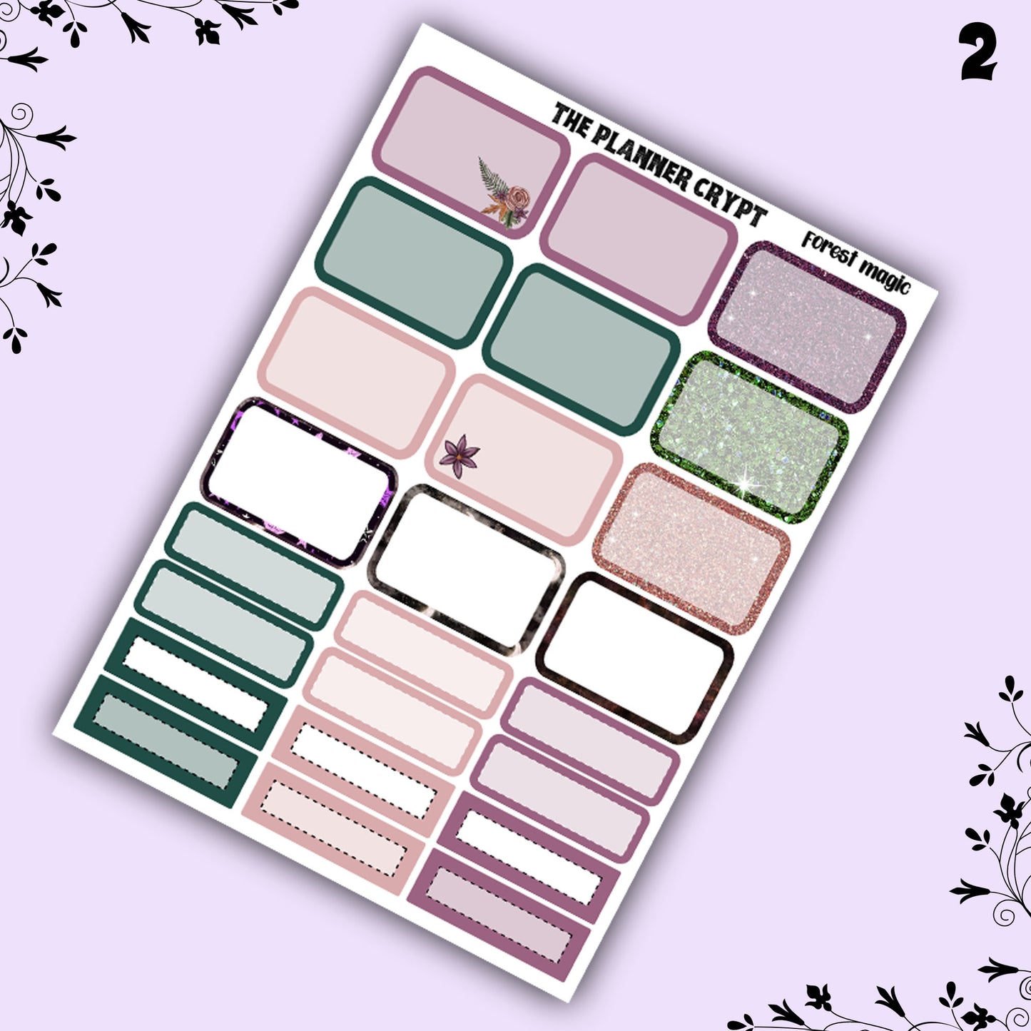 weekly planner sticker kit, planner stickers, goth stickers, spooky sticker kit, vertical planner, magical stickers, forest magic