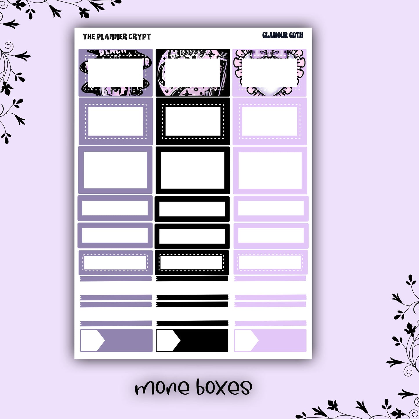 Weekly planner sticker kit, vertical planner stickers, goth planner, functional stickers, weekly planner, beauty stickers, glamour goth