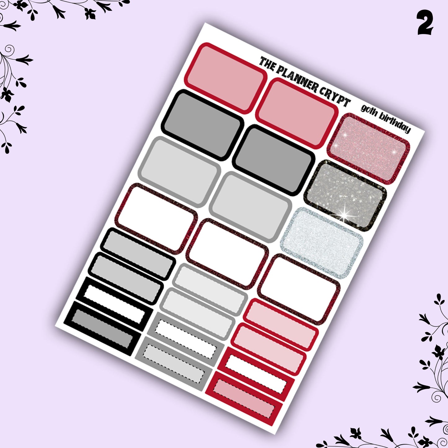 weekly planner sticker kit, planner stickers, goth stickers, spooky sticker kit, vertical planner, birthday stickers, , goth birthday