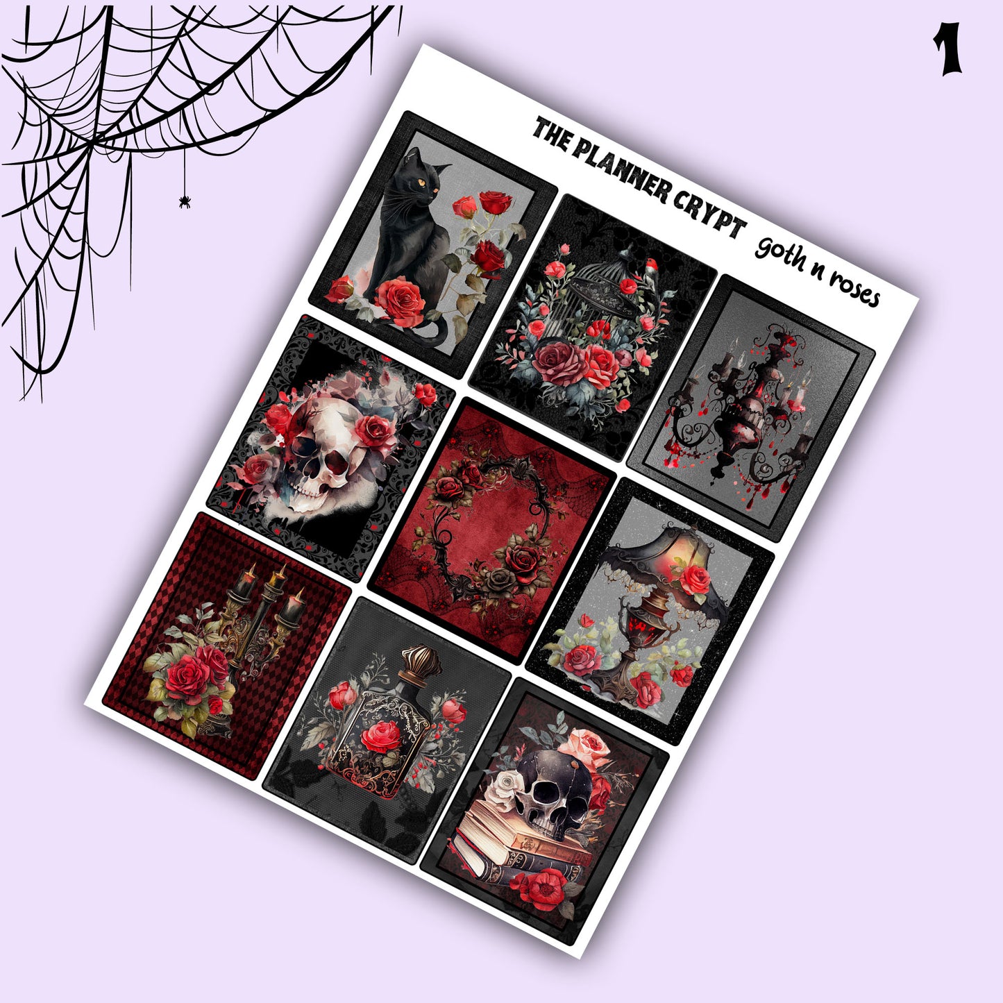 weekly planner sticker kit, goth planner, vertical planner, flower stickers, scrapbook stickers, stickers for planning, goth stickers