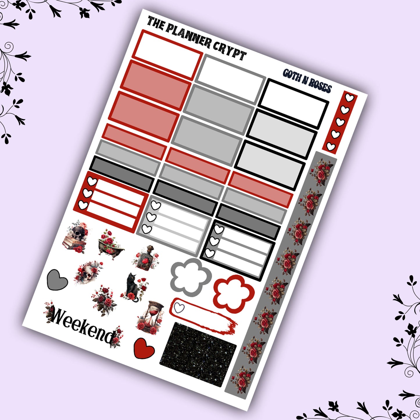 Gothic Hobonichi cousin planner sticker kit