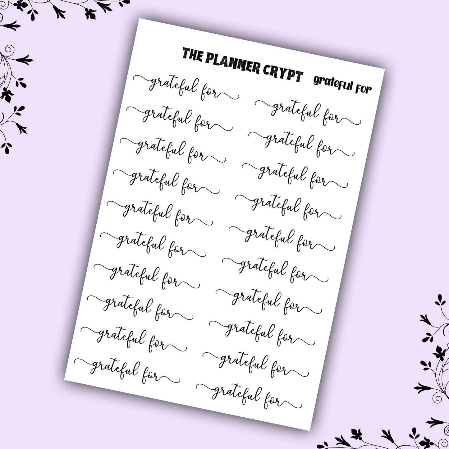 Script word planner stickers, script words, planner sticker headers, vertical planner, small journal, functional stickers, grateful for