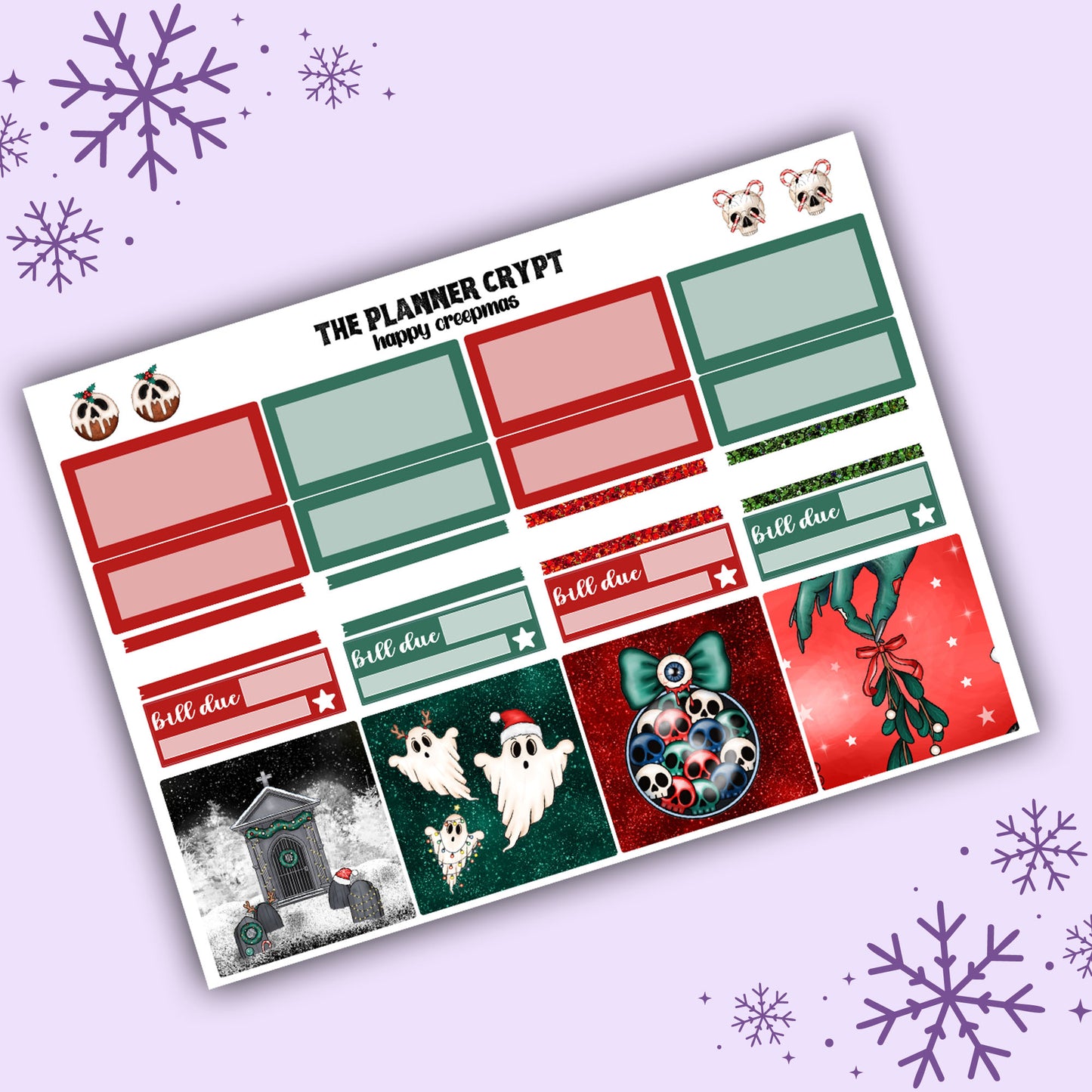 Monthly planner sticker kit, happy creepmas