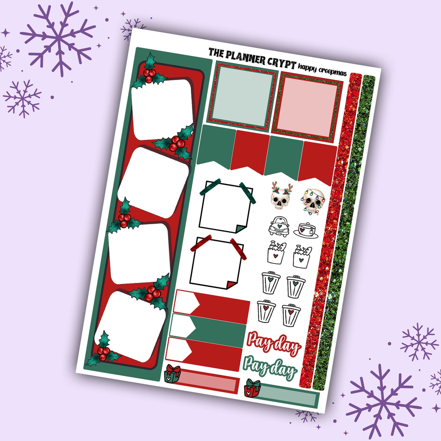 Monthly planner sticker kit, happy creepmas