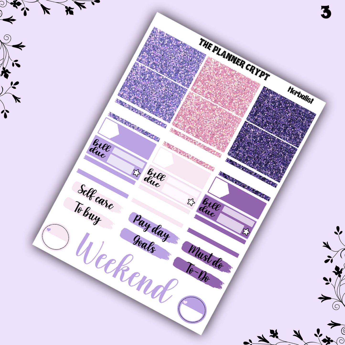 Pagan weekly planner sticker kit, witchy stickers, herbalist stickers