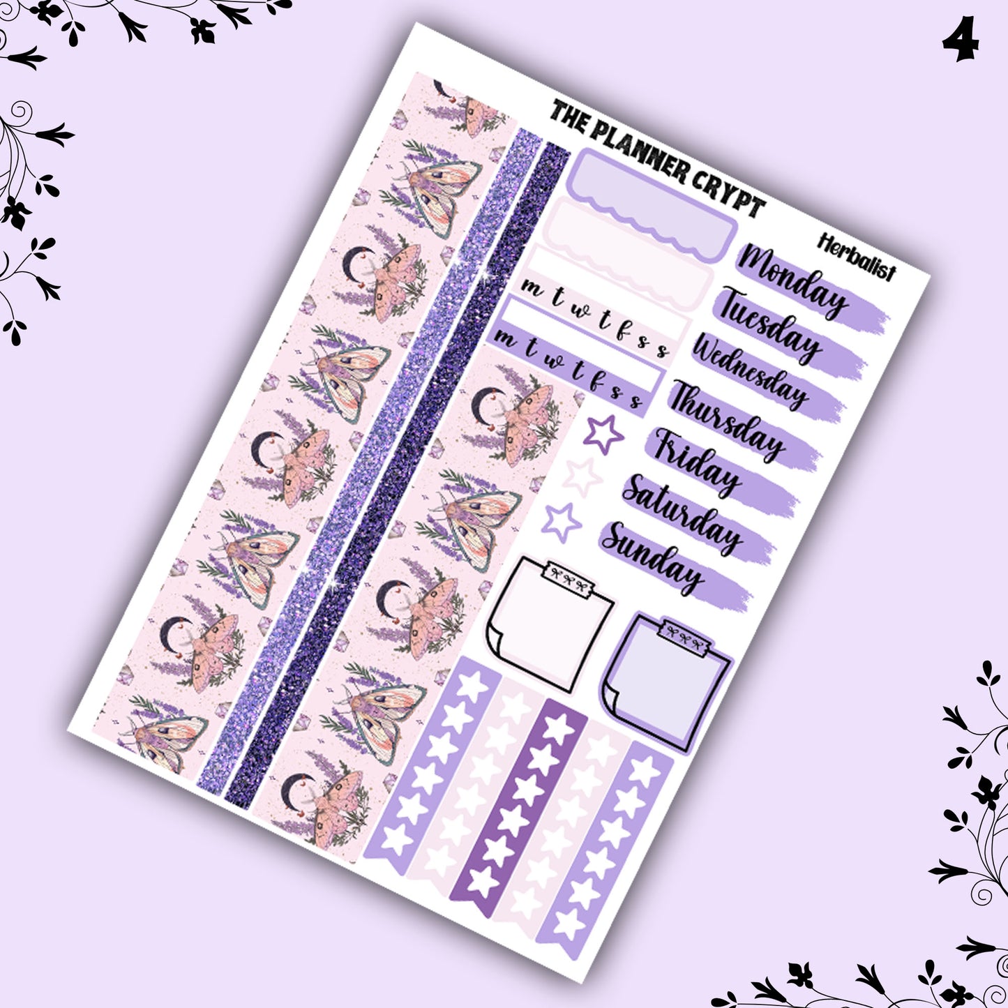 Pagan weekly planner sticker kit, witchy stickers, herbalist stickers