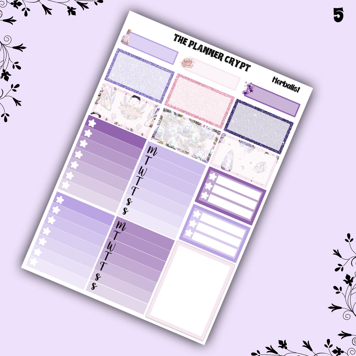 Pagan weekly planner sticker kit, witchy stickers, herbalist stickers