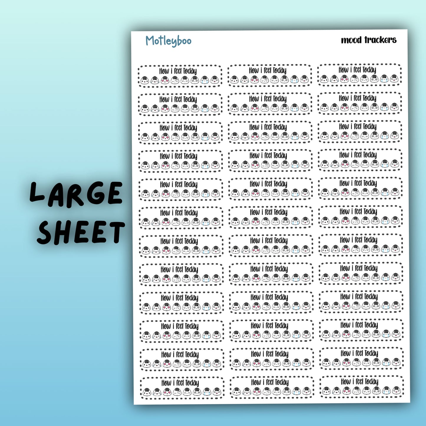Mood tracker planner stickers, weekly planner stickers, black and white stickers, daily mood tracker stickers, how I feel today