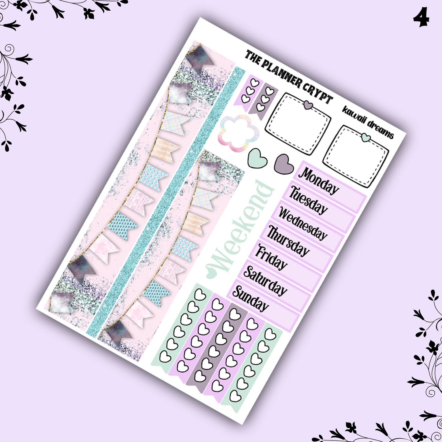 Weekly planner, sticker kit, pastel stickers, kawaii planner kit, planner stickers, vertical planner, kawaii dreams