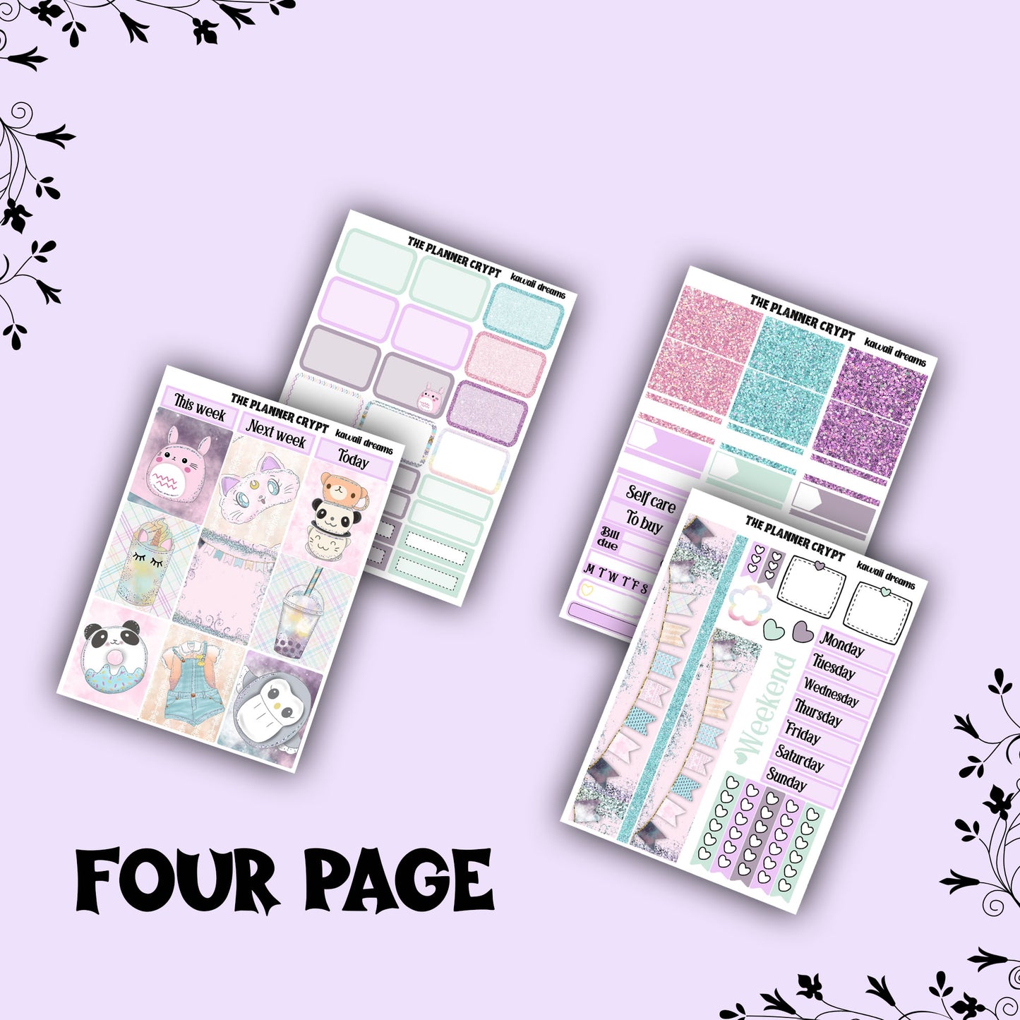 Weekly planner, sticker kit, pastel stickers, kawaii planner kit, planner stickers, vertical planner, kawaii dreams