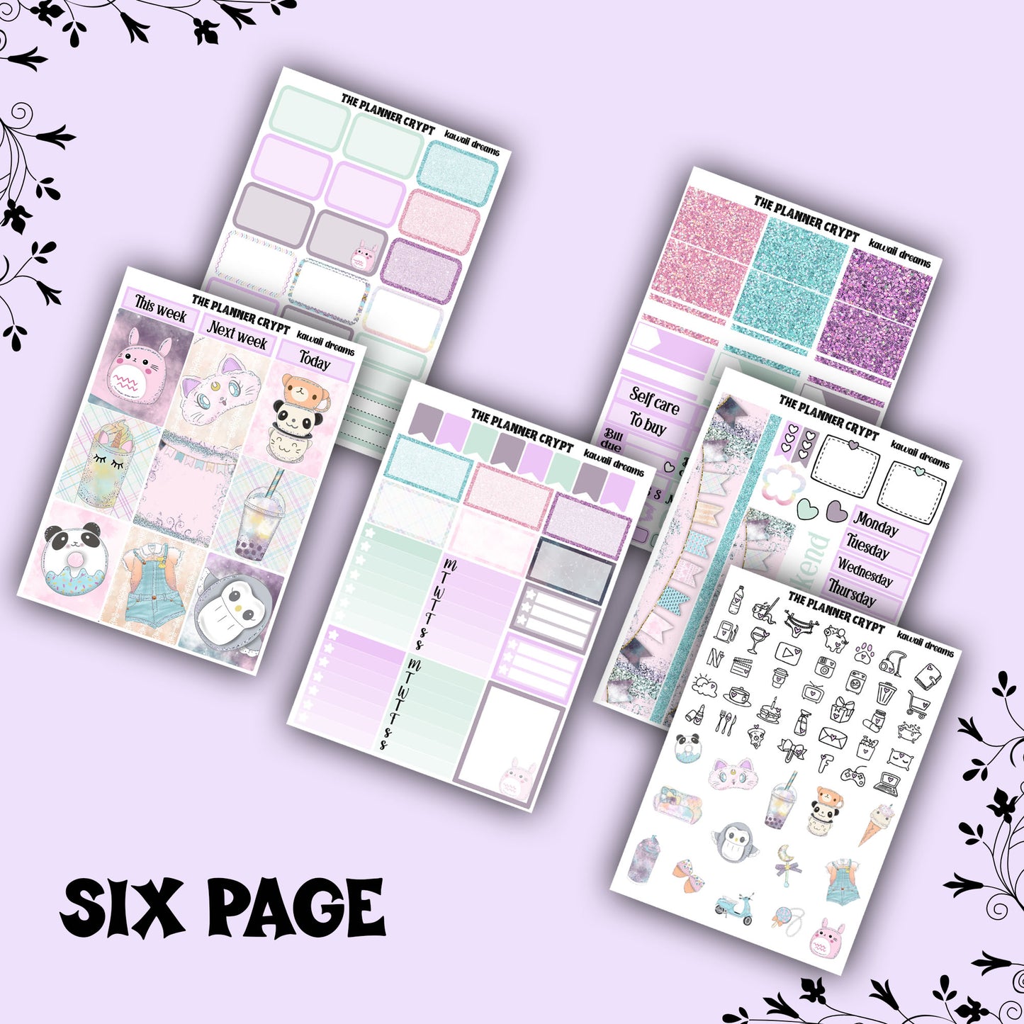 Weekly planner, sticker kit, pastel stickers, kawaii planner kit, planner stickers, vertical planner, kawaii dreams