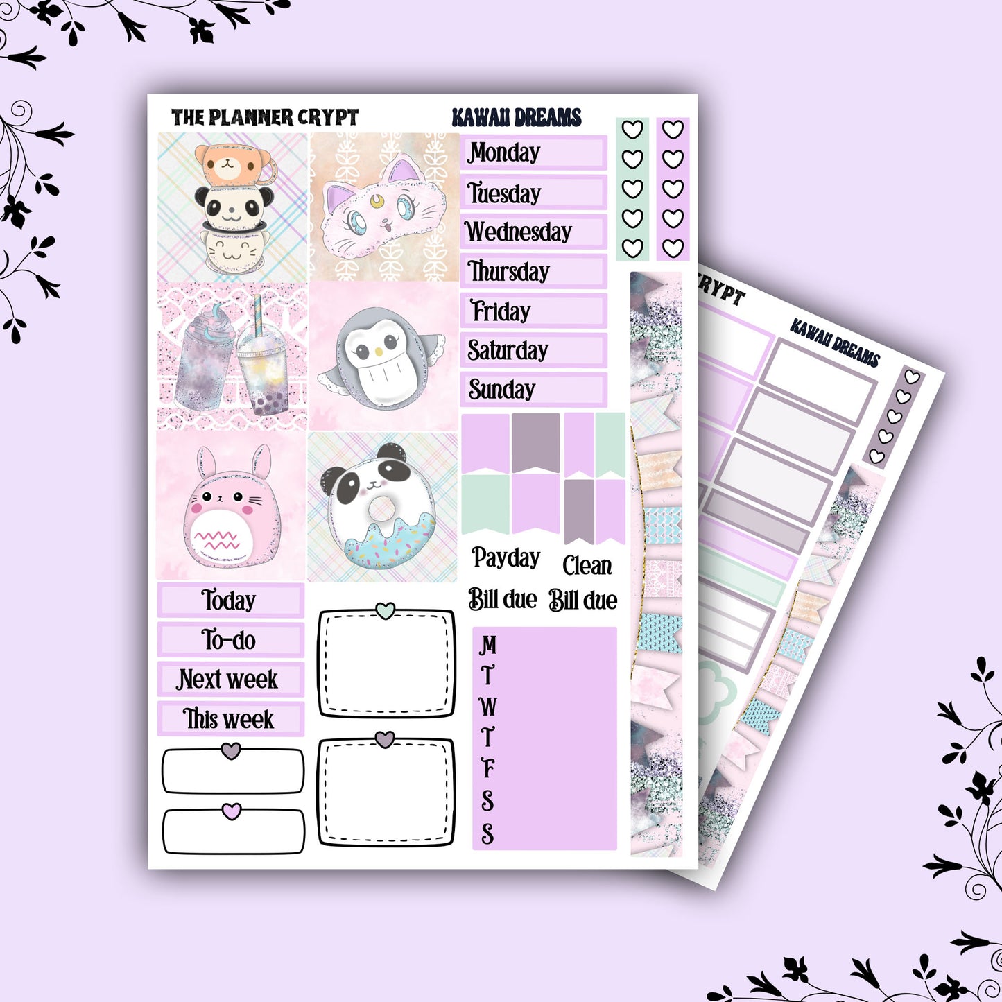 Hobonichi cousin weekly planner sticker kit, kawaii planner, kawaii dreams