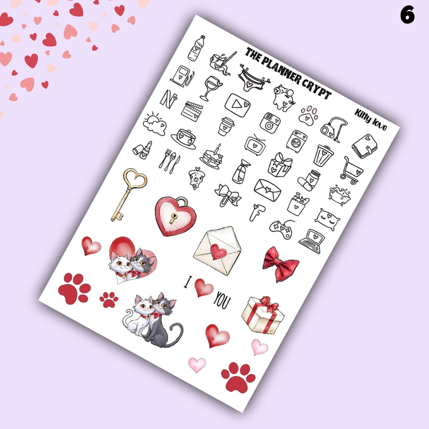 Valentines day weekly planner sticker kit, planner stickers, love stickers, vertical planner, journal stickers, planning stickers, love cats