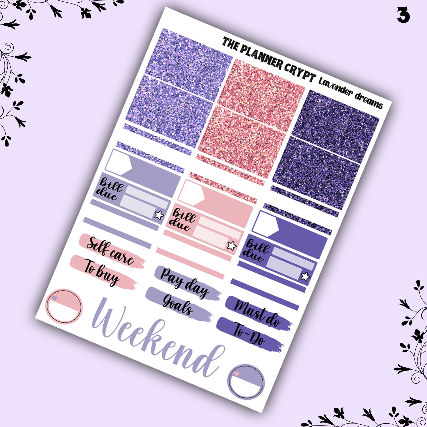 weekly planner sticker kit, lavender dreams