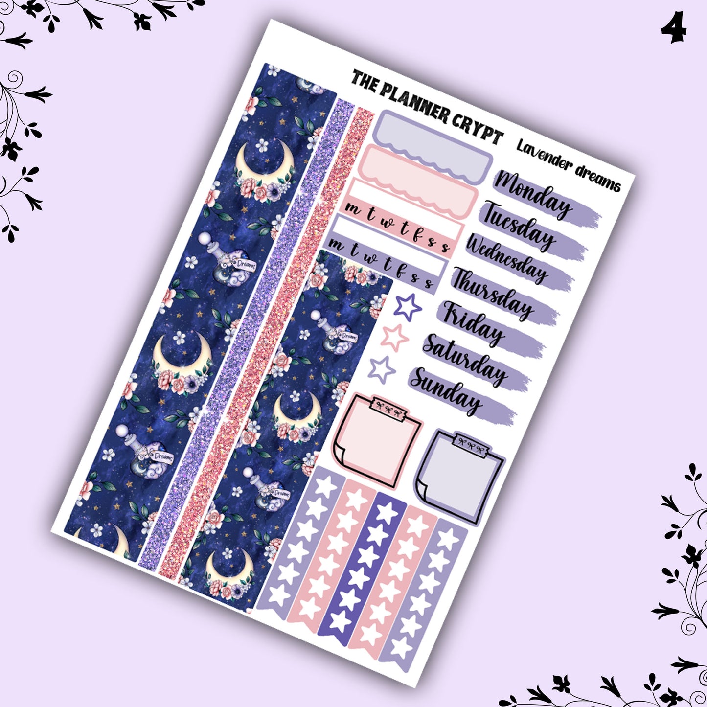 weekly planner sticker kit, lavender dreams