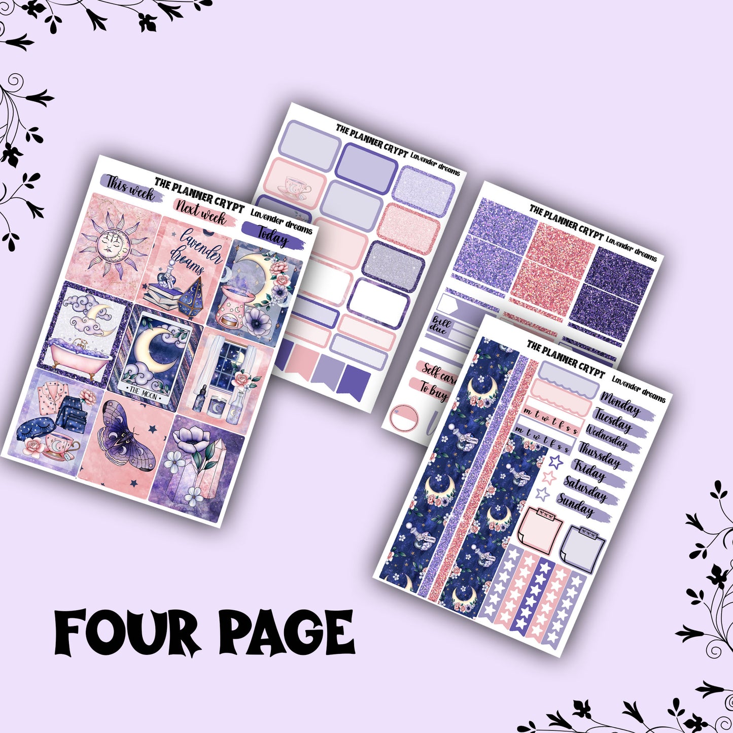 weekly planner sticker kit, lavender dreams