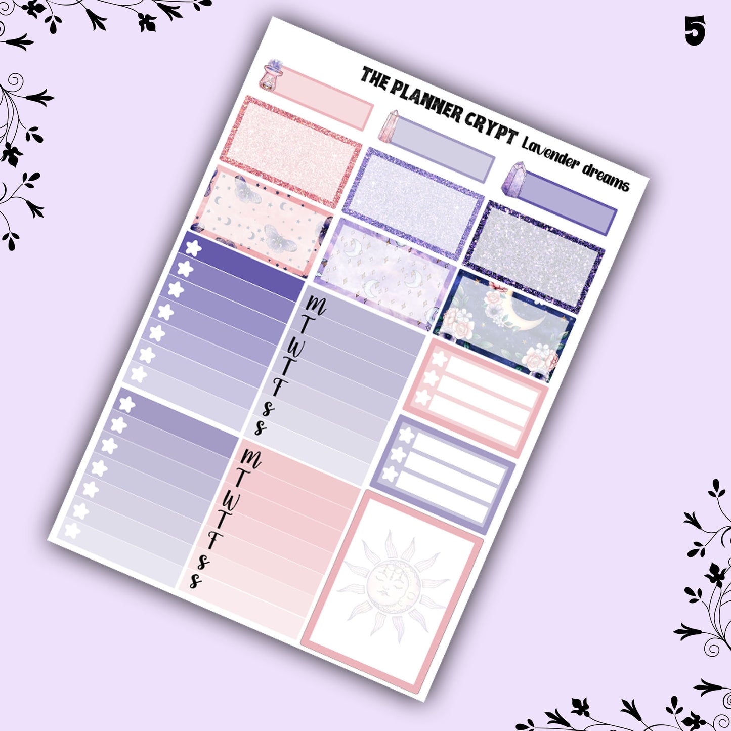 weekly planner sticker kit, lavender dreams