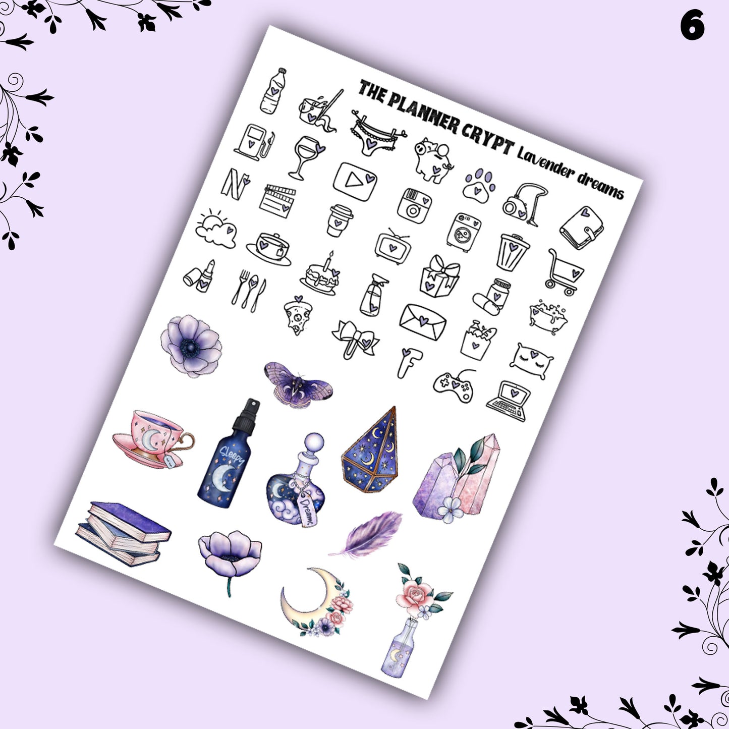 weekly planner sticker kit, lavender dreams