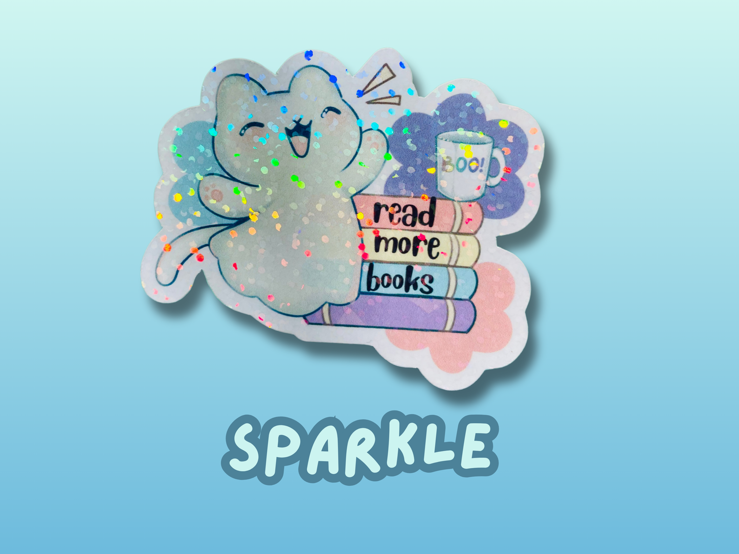 Read more books sticker, gifts for book lovers, ghost sticker, die cut sticker, laminate sticker, laptop sticker, vinyl sticker