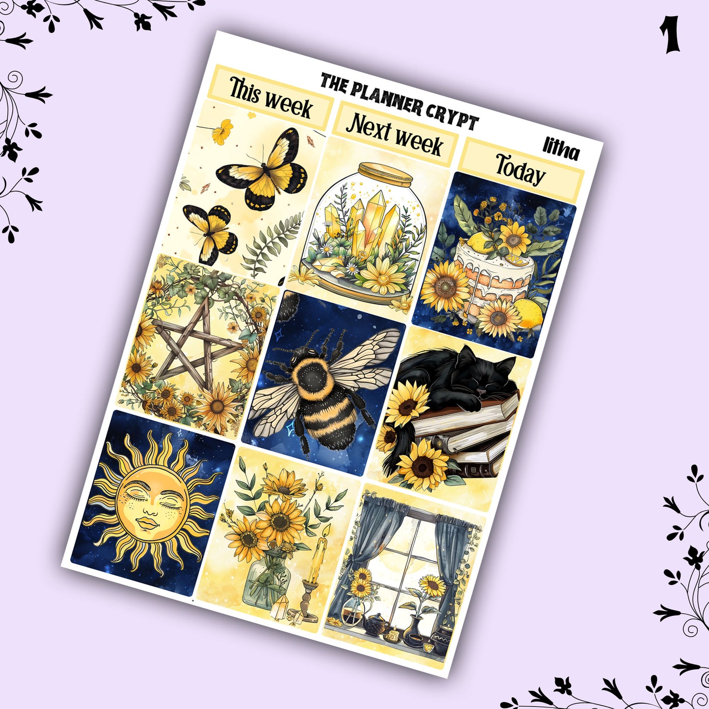 Litha weekly planner sticker kit, vertical kit, midsummer solstice