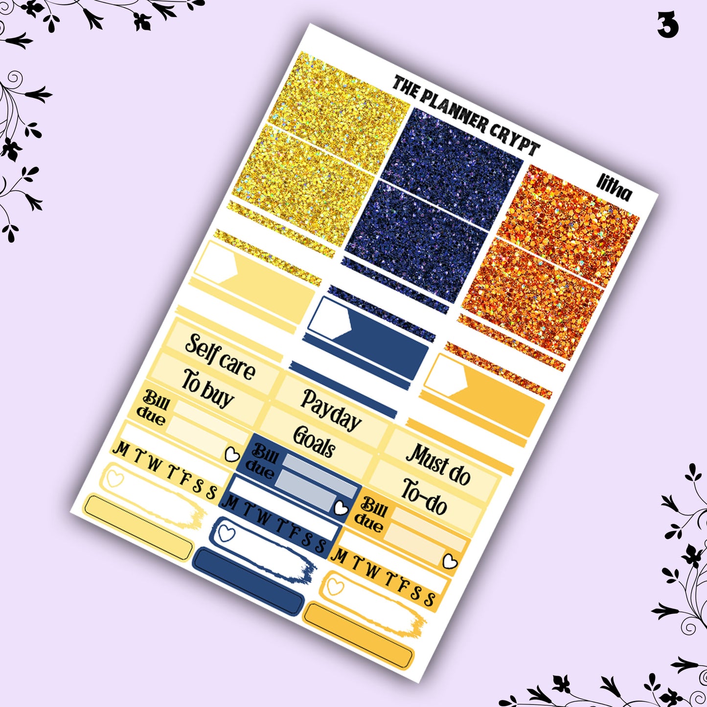 Litha weekly planner sticker kit, vertical kit, midsummer solstice