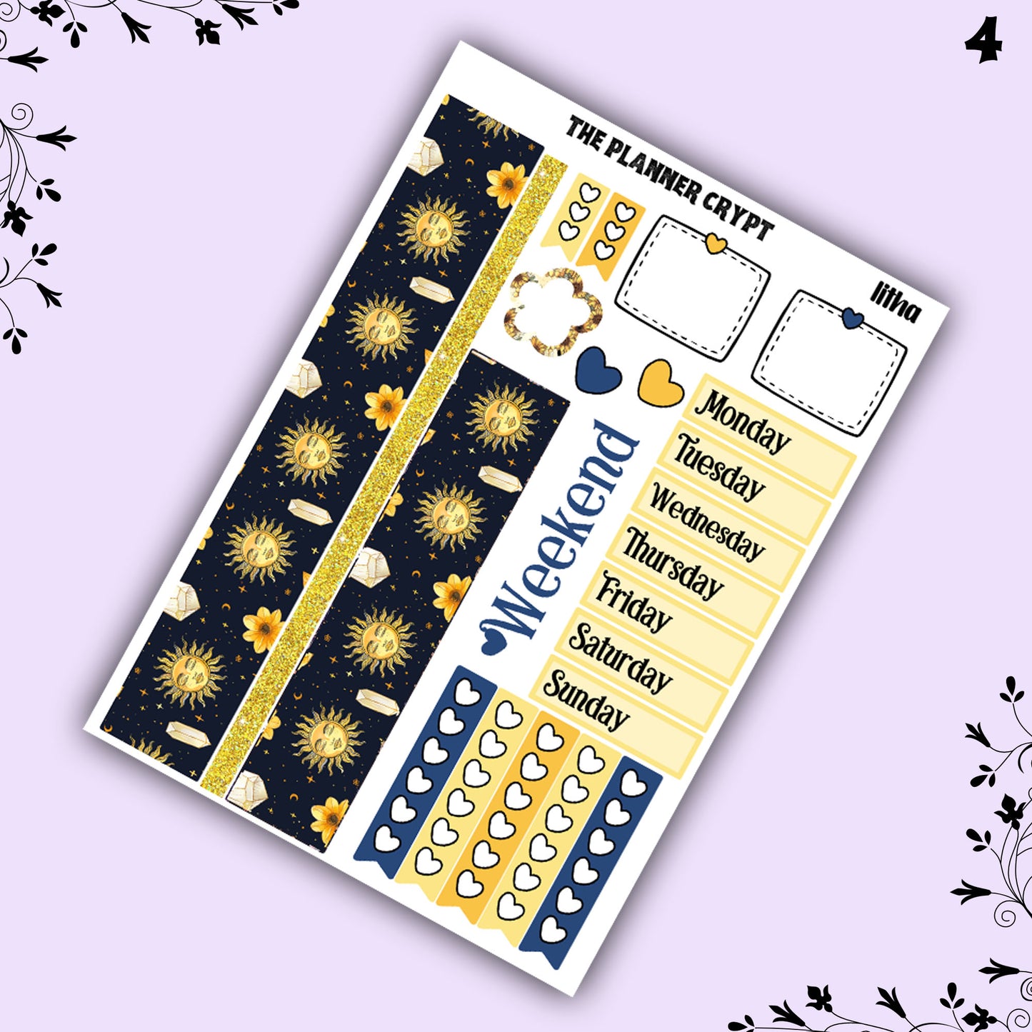 Litha weekly planner sticker kit, vertical kit, midsummer solstice