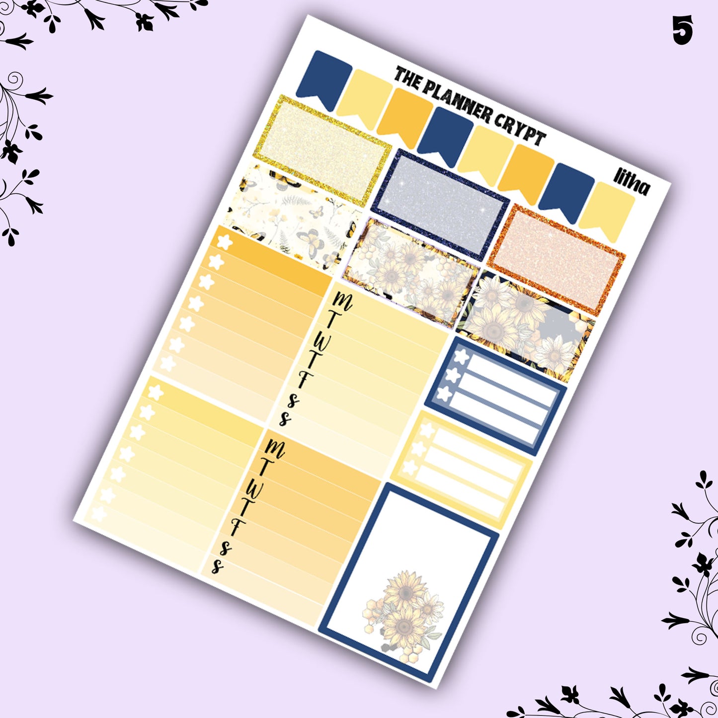 Litha weekly planner sticker kit, vertical kit, midsummer solstice