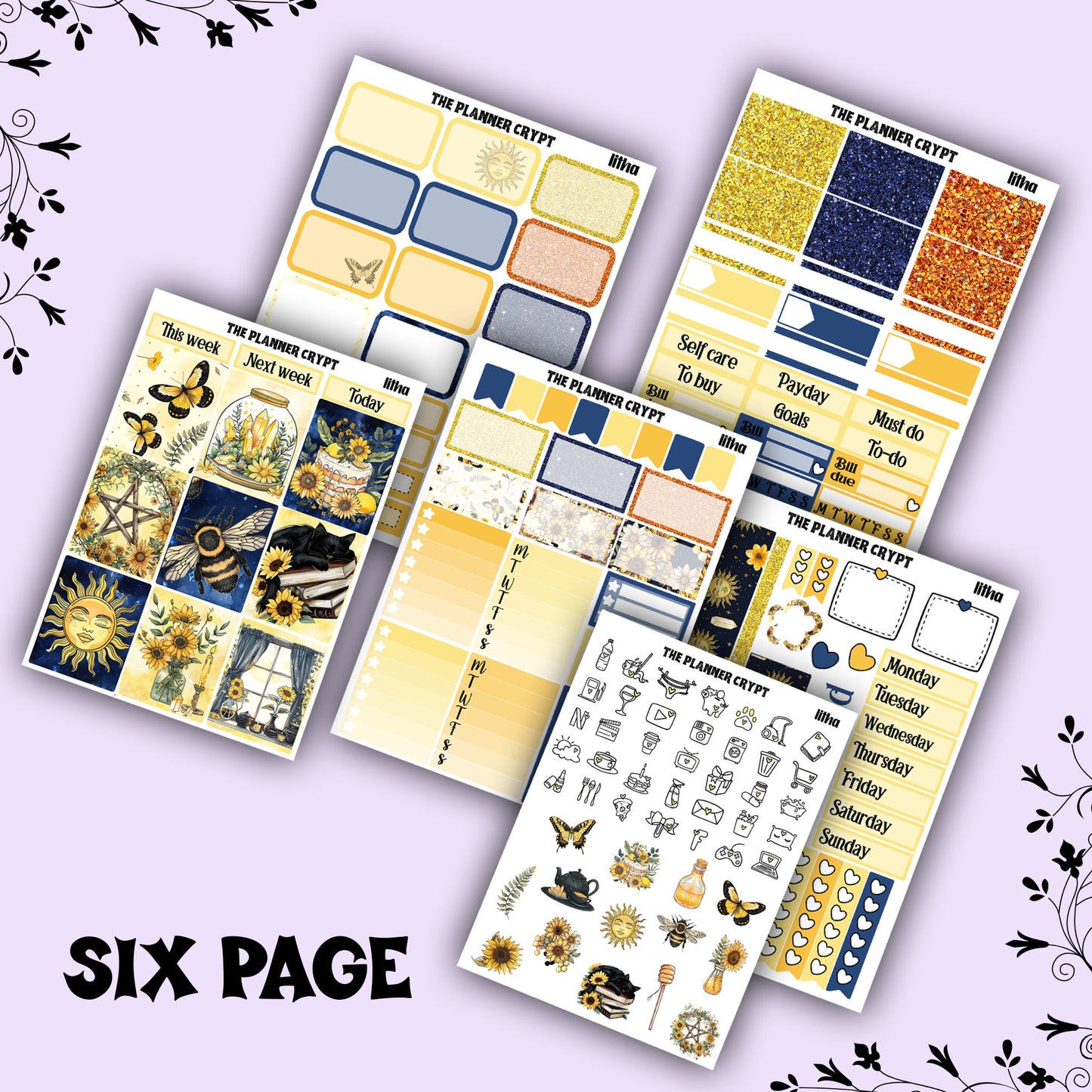 Litha weekly planner sticker kit, vertical kit, midsummer solstice
