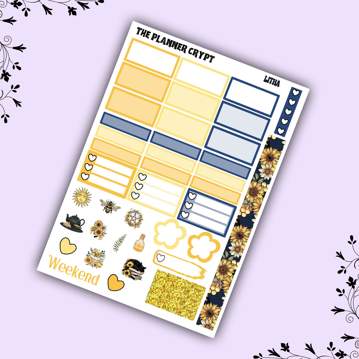Litha Hobonichi cousin weekly planner sticker kit, midsummer solstice