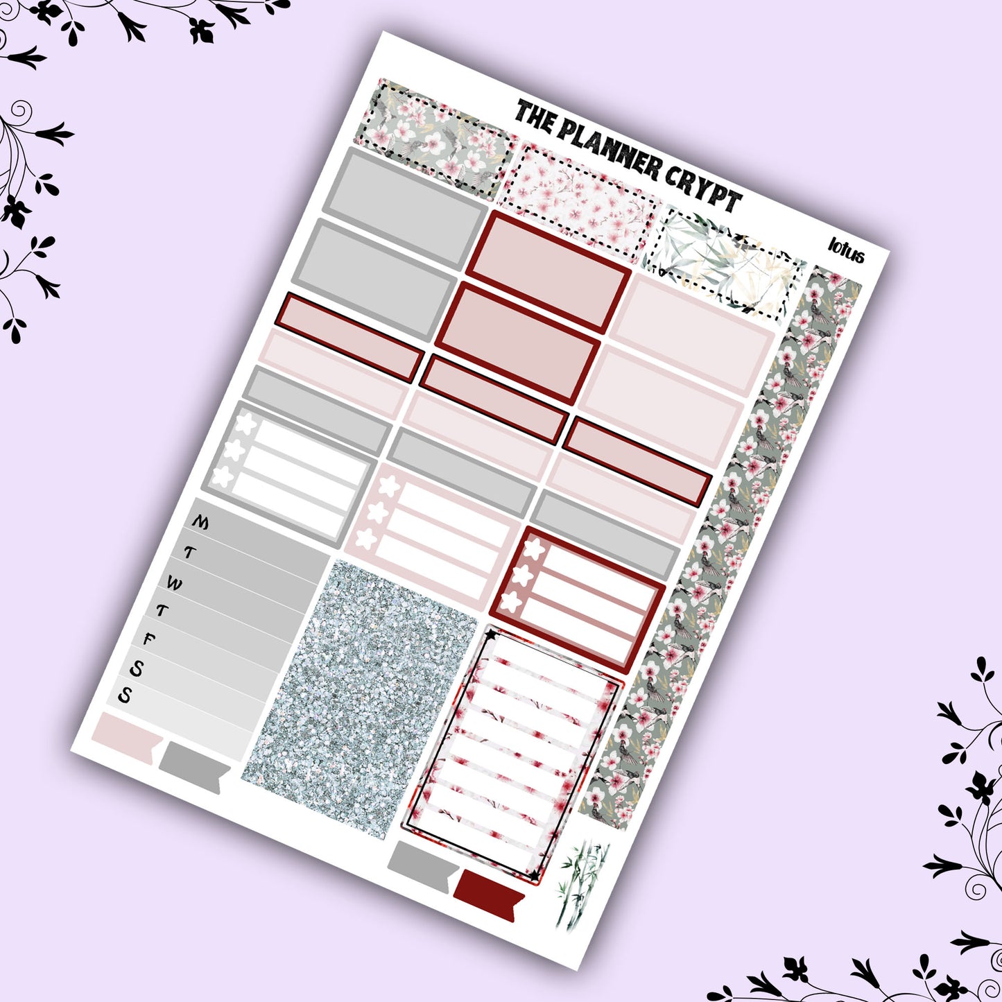 hobonichi cousin, weekly sticker kit, A5 planner, watercolour stickers, lotus flower, Japanese illustration, planner stickers