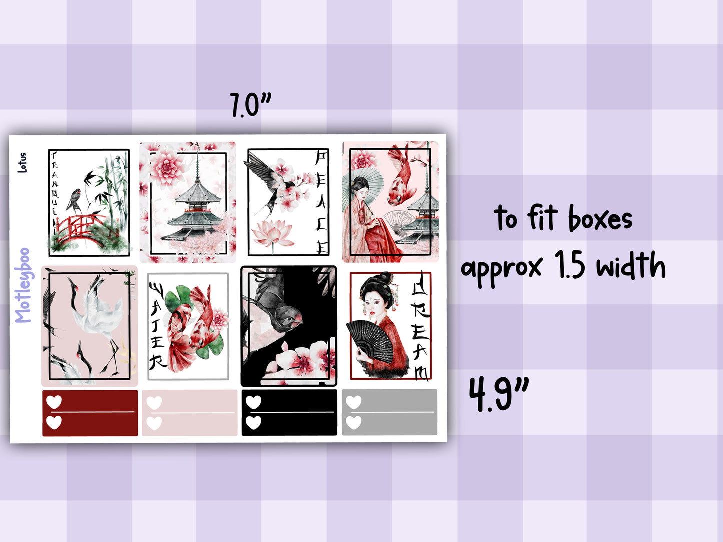 Weekly Planner Sticker Kit, Vertical Planning Stickers, Lotus