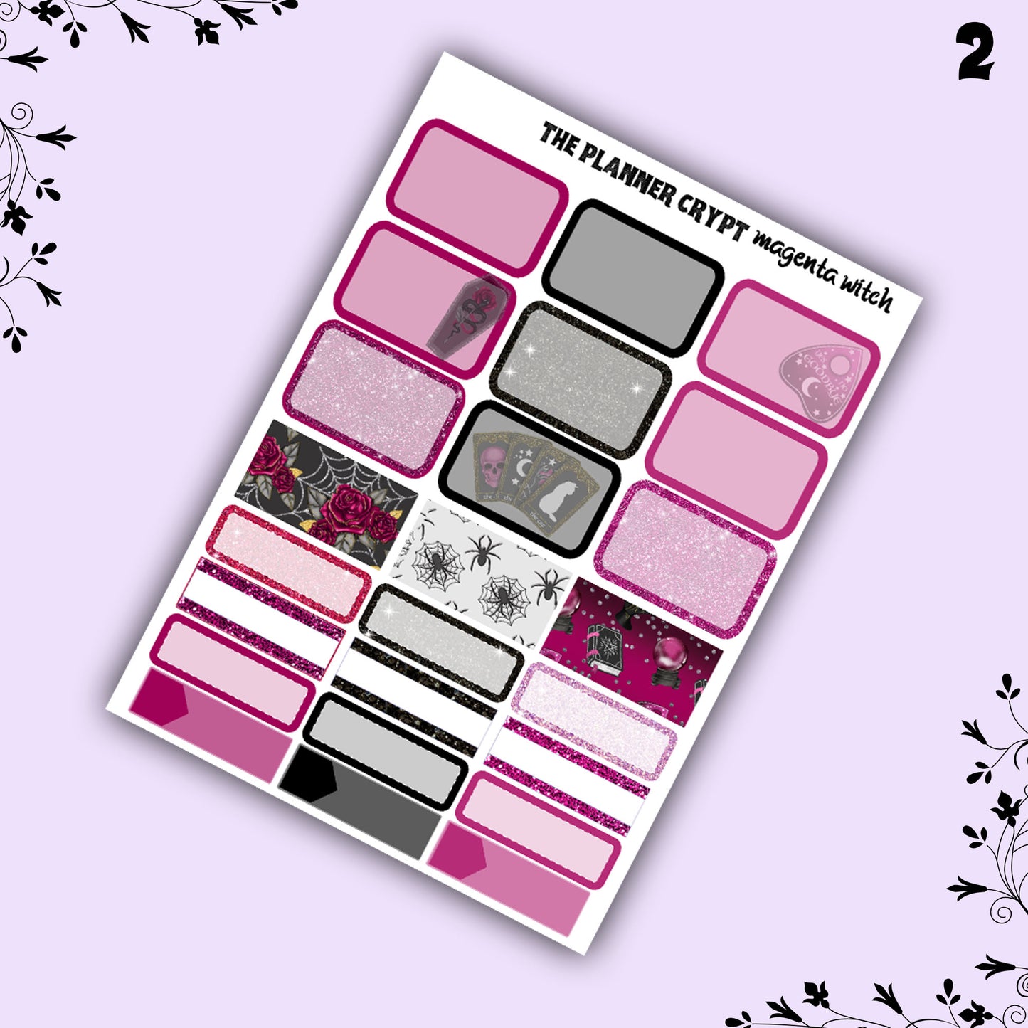 weekly planner sticker kit, planner stickers, goth stickers, spooky sticker kit, vertical planner, quija stickers, witch stickers