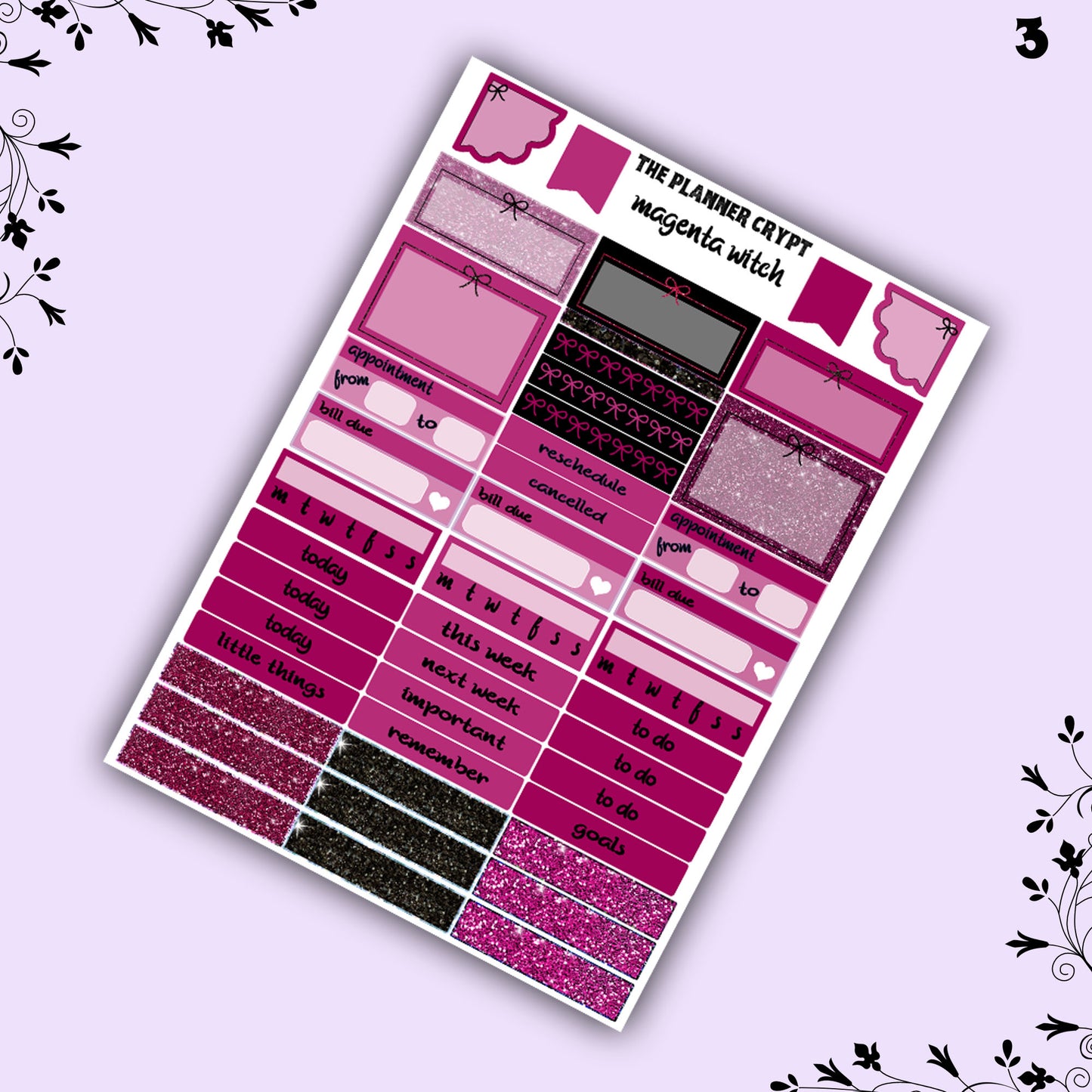weekly planner sticker kit, planner stickers, goth stickers, spooky sticker kit, vertical planner, quija stickers, witch stickers