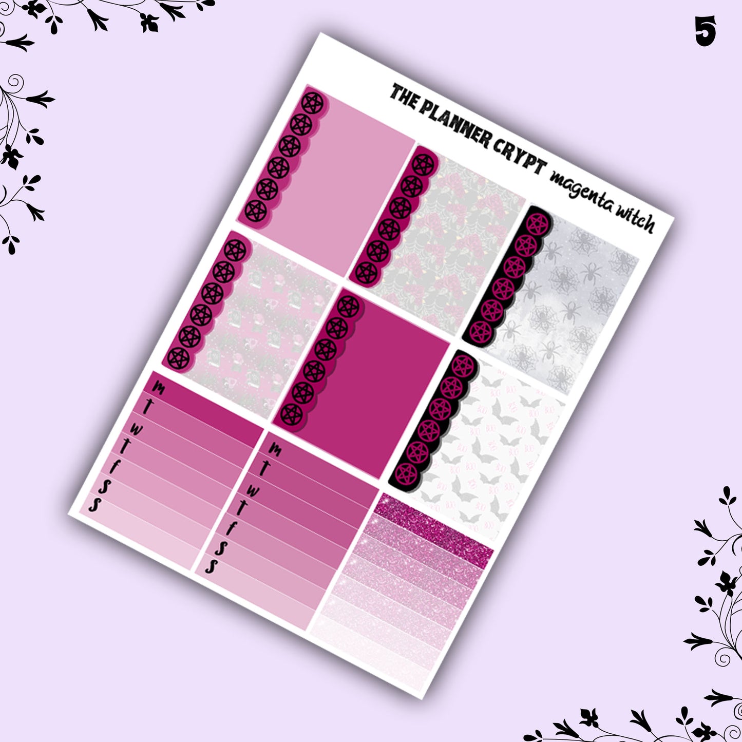 weekly planner sticker kit, planner stickers, goth stickers, spooky sticker kit, vertical planner, quija stickers, witch stickers